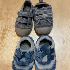 Gray and Blue Velcro Sneakers for Active Play